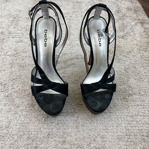 Bebe Elegant Black Strappy Heels
